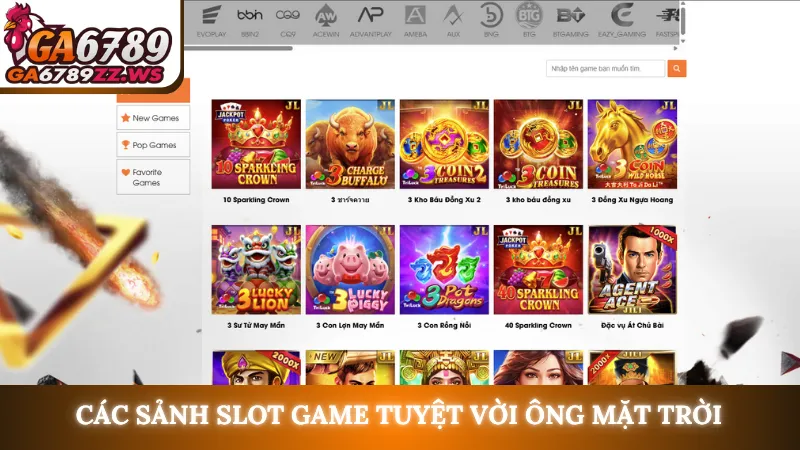 Các sảnh slot game tuyệt vời ông mặt trời